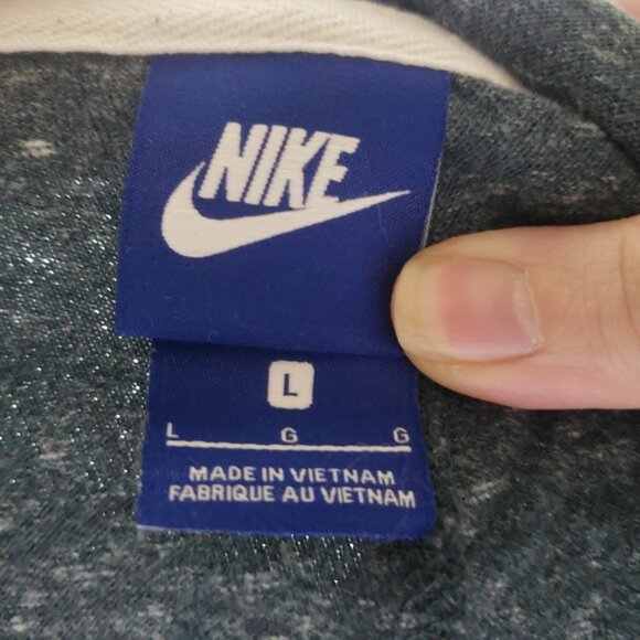 Nike Gym Vintage Full Zip Hoodie Slate Navy Blue Heathered Large Athleisure Y2K - Picture 4 of 8